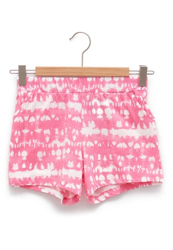 LC WAIKIKI pink Elastic Waist Batik Patterned Girl's Shorts 1F76BKAB64F332GS_1