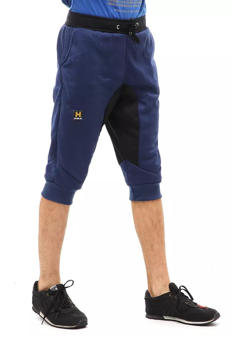 Rishham Short Pants Celana Jogger Pendek Pria Simple Design Material Baby Terry ORIGINAL - Navy