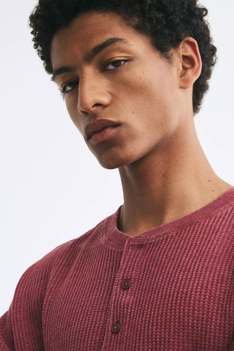 Regular Fit Waffled henley top