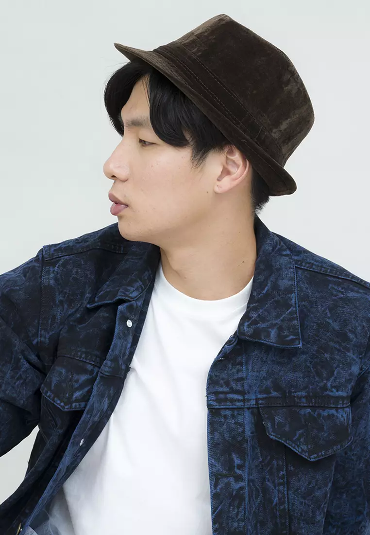 Topi fedora cowboy hat fedora corduroy dark brown houseofcuff