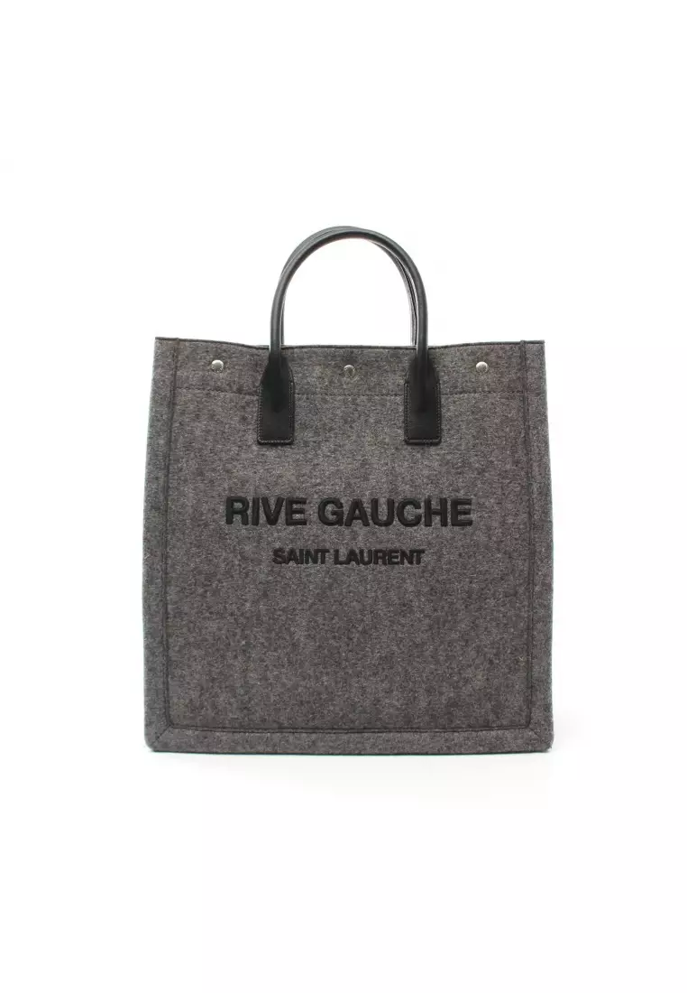 Saint Laurent Rive Gauche Black Canvas Tote Bag (Pre-Owned)