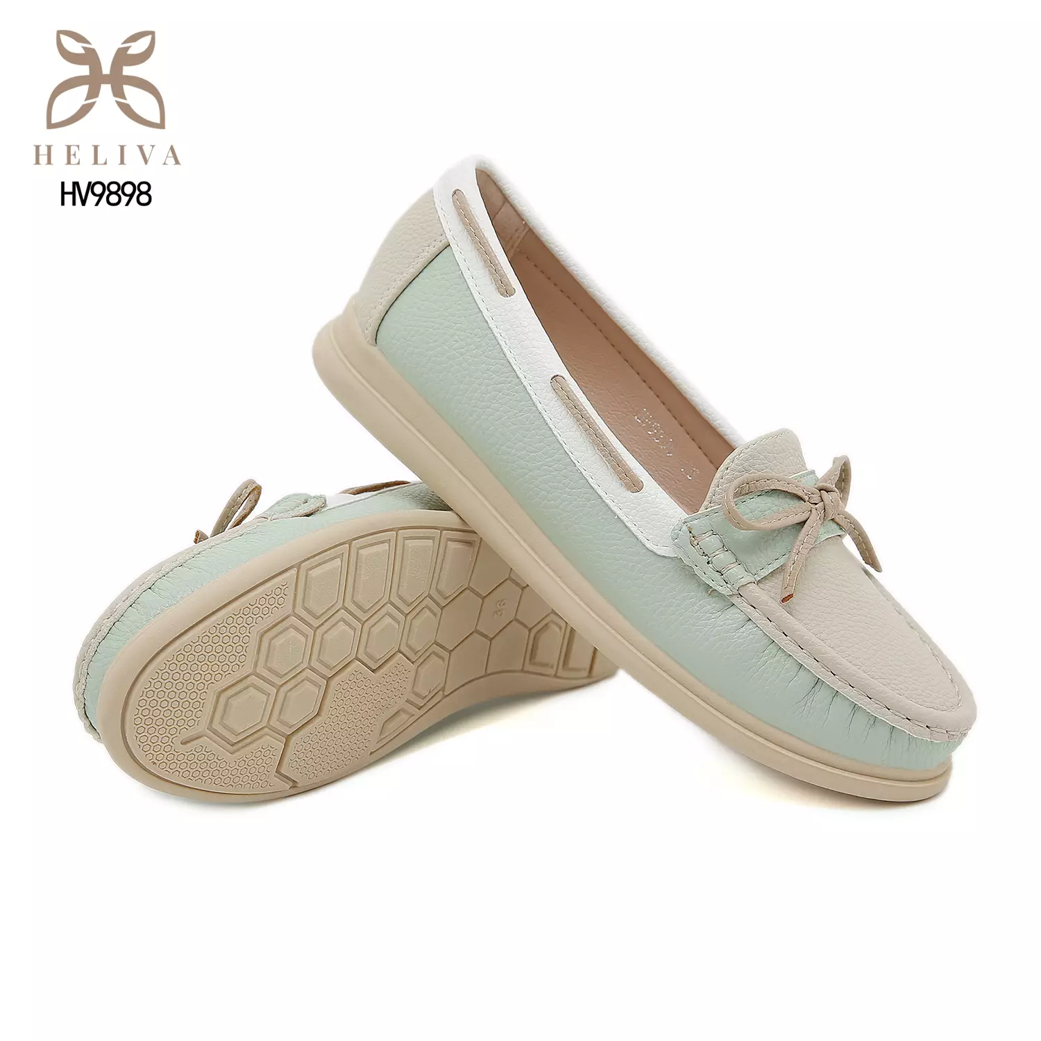 Heliva Miruna Colorblock Moccasin Loafers with Bow Accent HV9898