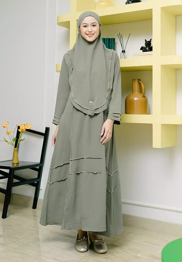 Khansa Abaya Set Soft Army