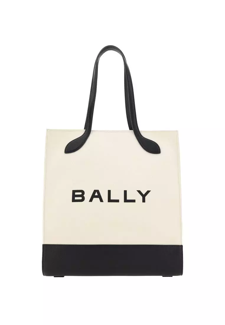 Buy BALLY Bally White and Black Leather Tote Shoulder Bag Online