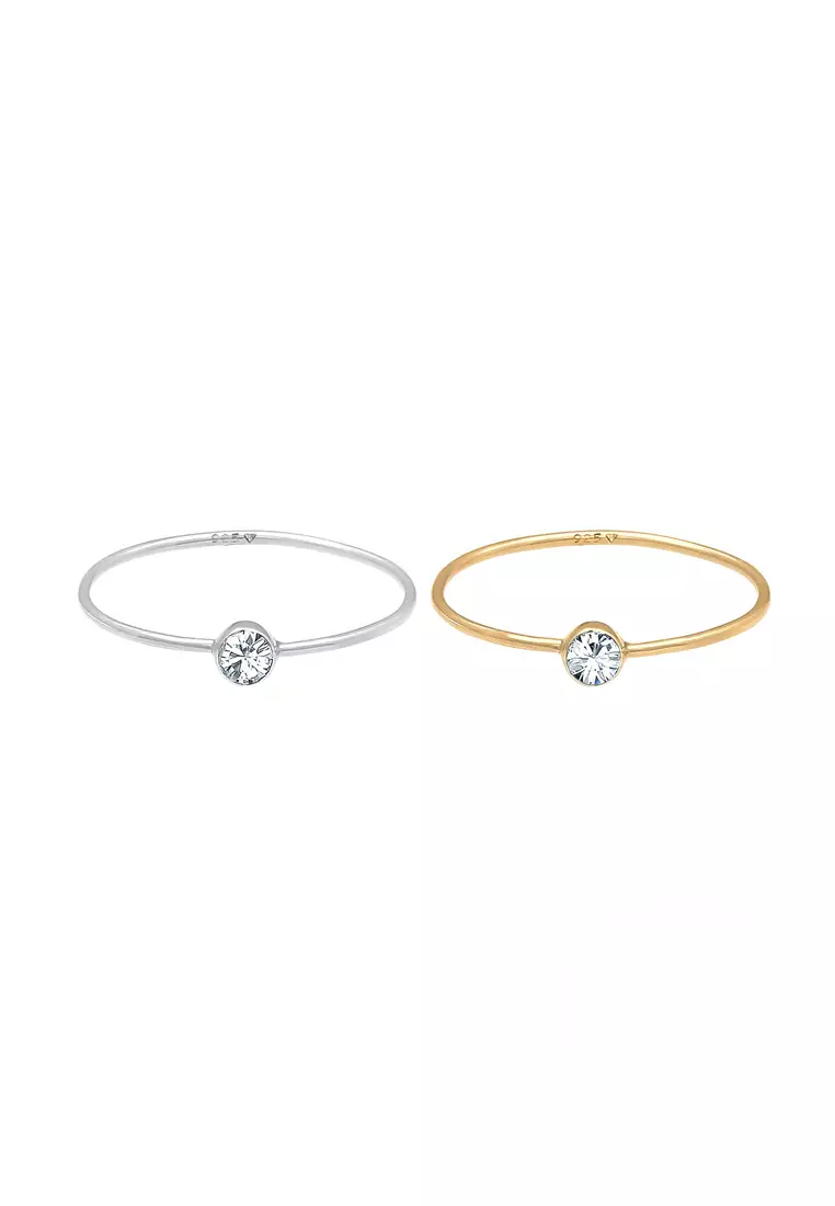 Ring Set Solitaire Embellished with Crystals by Swarovski®