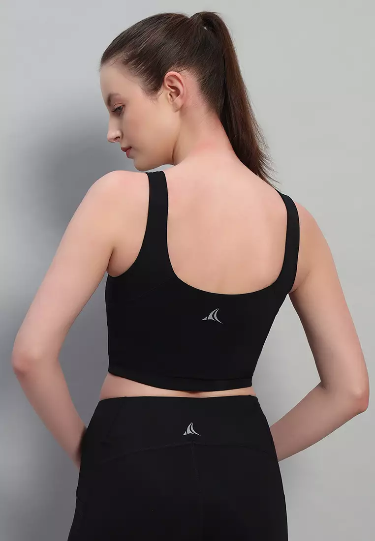 Tangki Lycra Nilon Ultra-Lembut Hitam Wanita