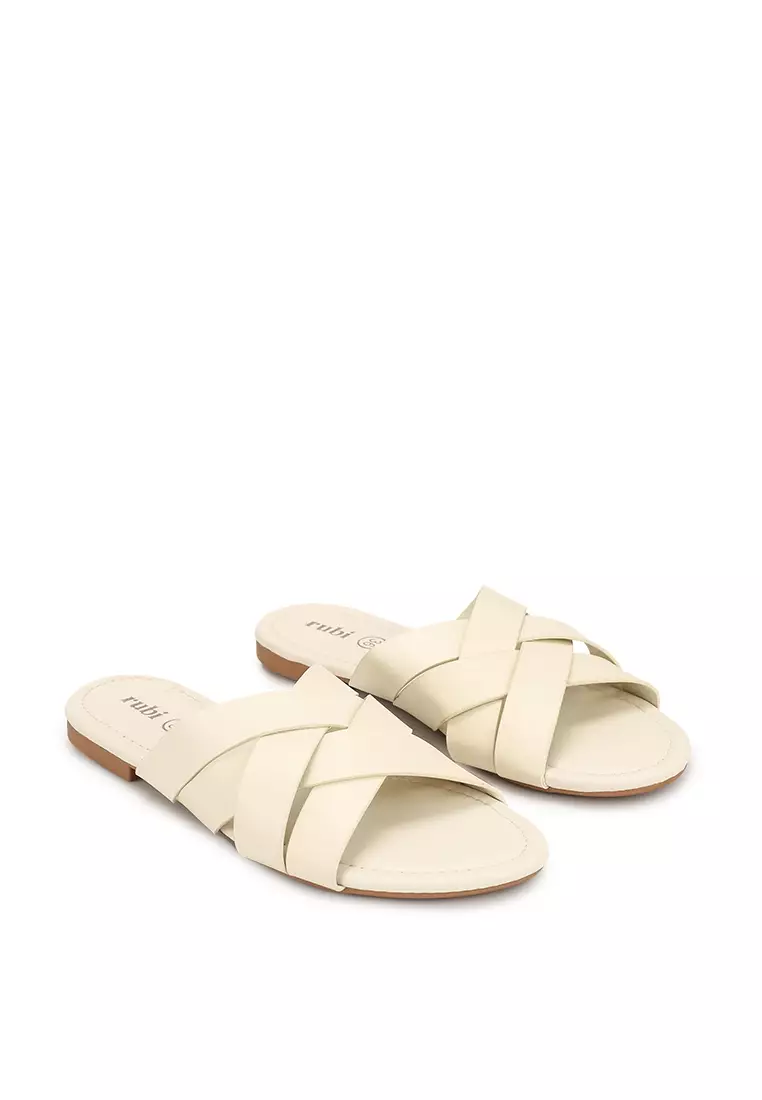 White cross over sandals online