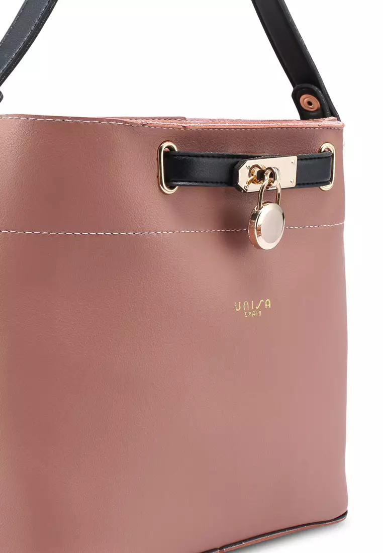Buy Unisa Colour Block Faux Leather Top Handle Bag Set Of 2 2024