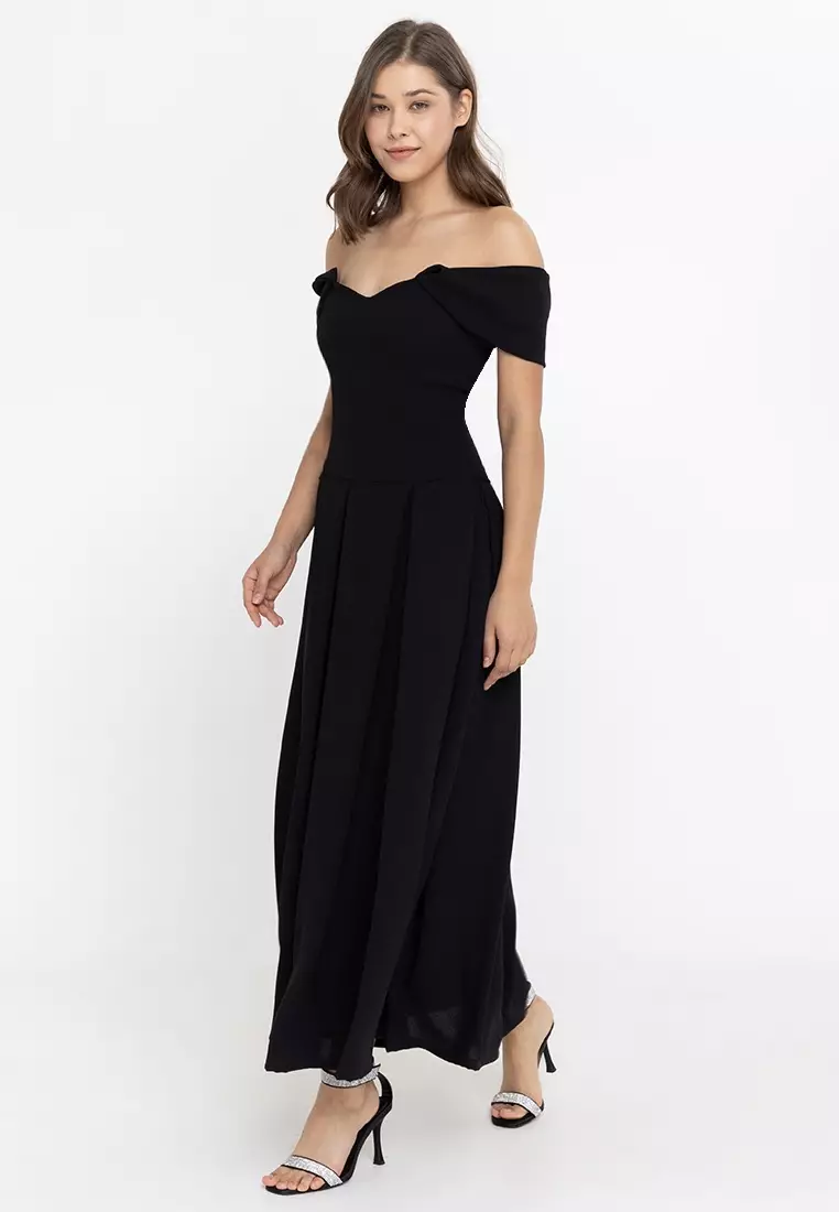 Lucille Off-The-Shoulder Corset Maxi Dress