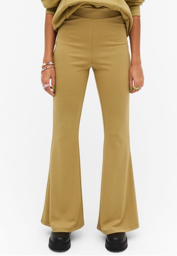 Monki green High-waist flared trousers C6C05AAD3AF4A7GS_1