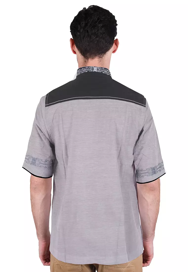 LGS - Regular Fit - Baju Koko - Lengan Pendek - Double Color - Abu - CSH.285.S587K.189