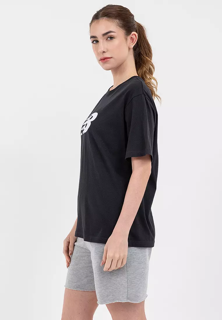 運動珠地布寬鬆商標T恤 女裝上衣-39899