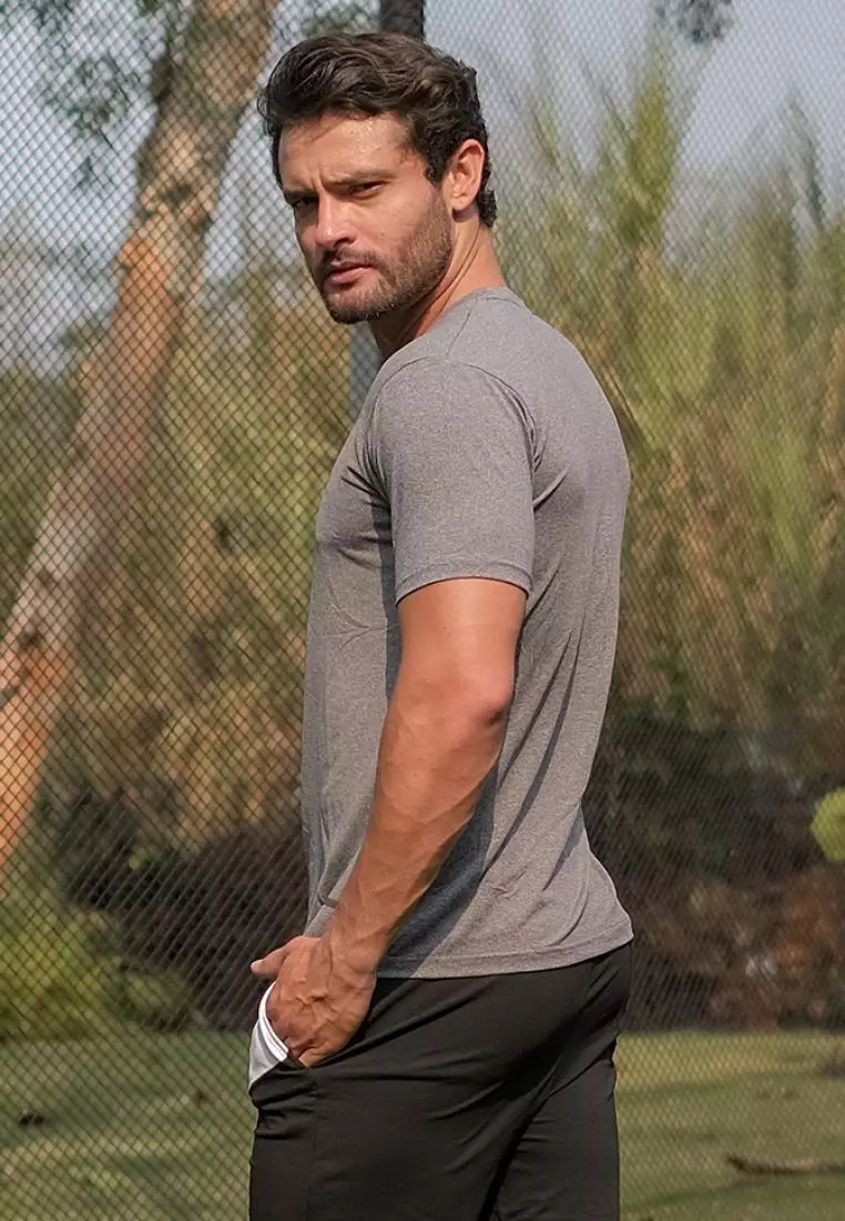 Fitwear - Kaos Olahraga Running Pria NOAH PORED DRYFIT - GRAY PORED