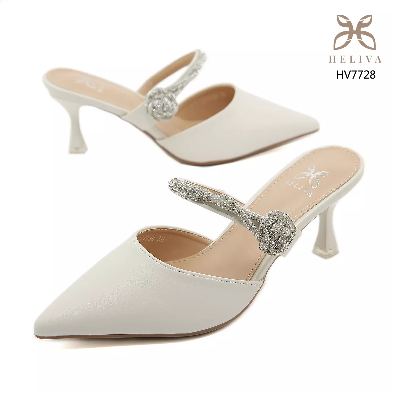 Heliva Messiany High Heels for Woman String Rhinestone Flower Sol 6.5cm HV7728