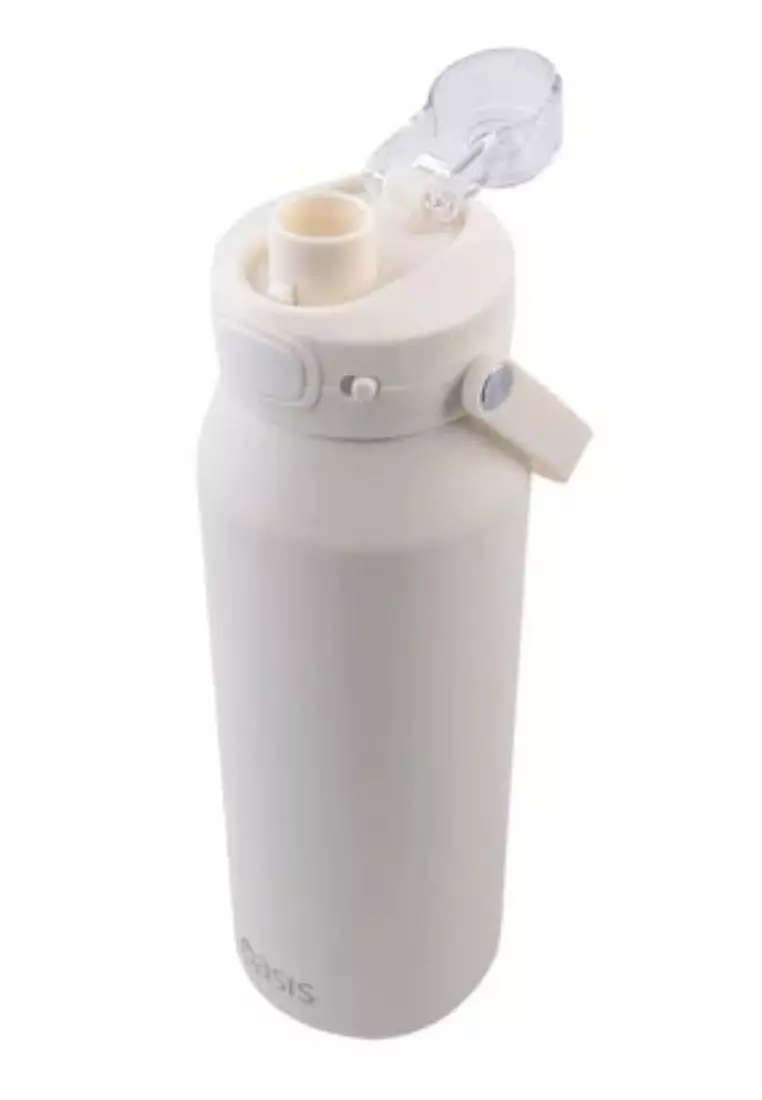 Oasis Ceramic Stainless Steel Triple Wall Capri Quick Release Drink Bottle 1L - Alabaster