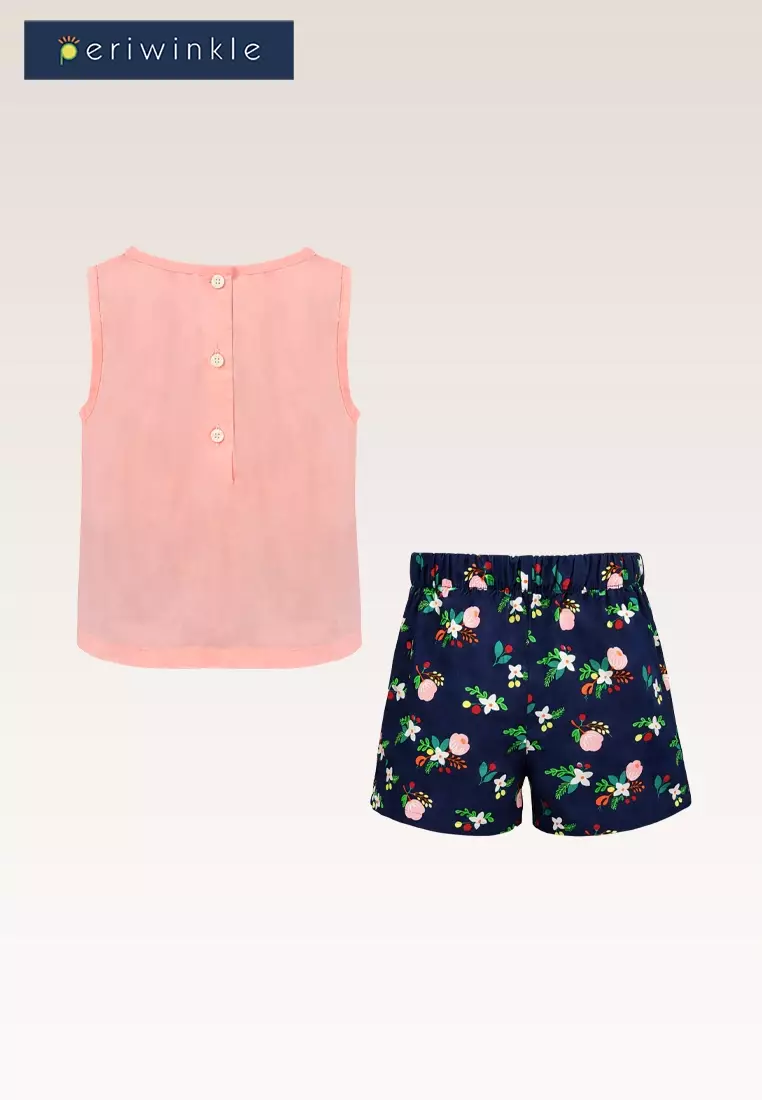 Minchin Girls Navy Ruffled Top and Shorts Set