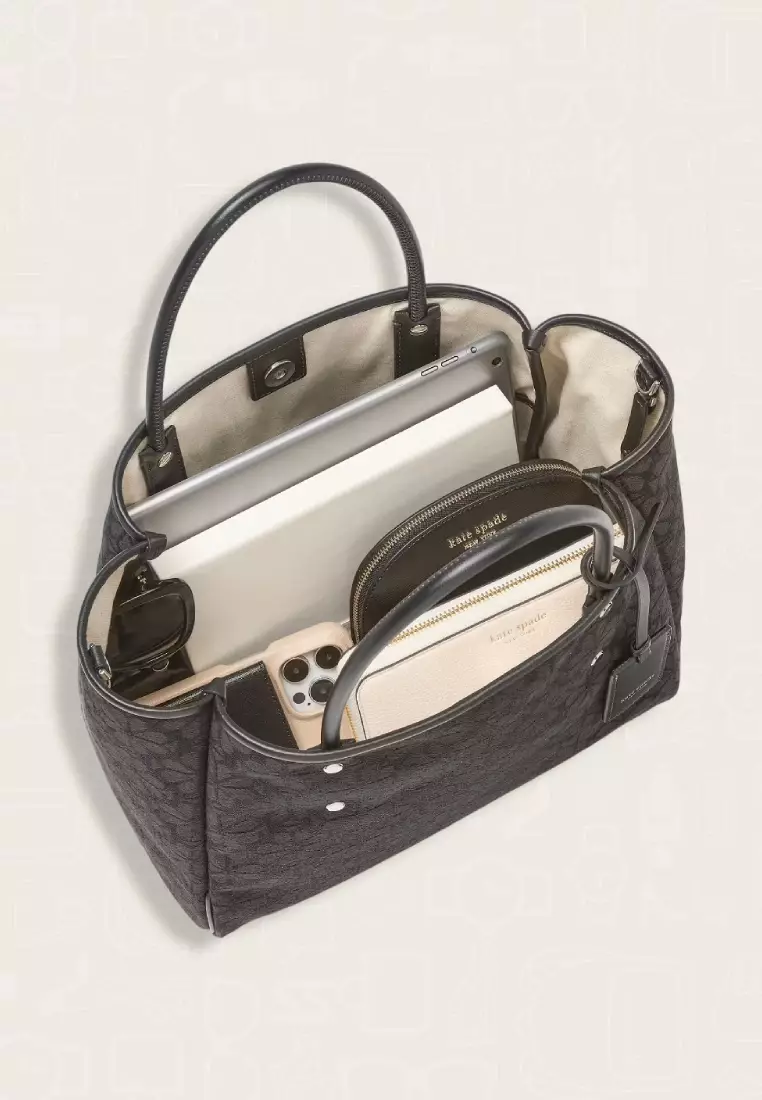 Kate Spade Spade Flower Jacquard Medium Everything Tote Black Multi