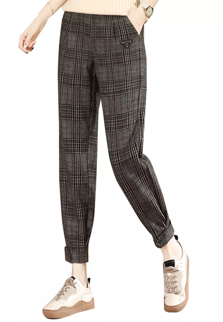 Checkered trousers girls sale