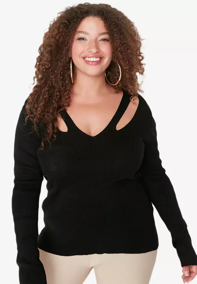Trendyol Plus Size Dress - Black - Women's Skater Dress
