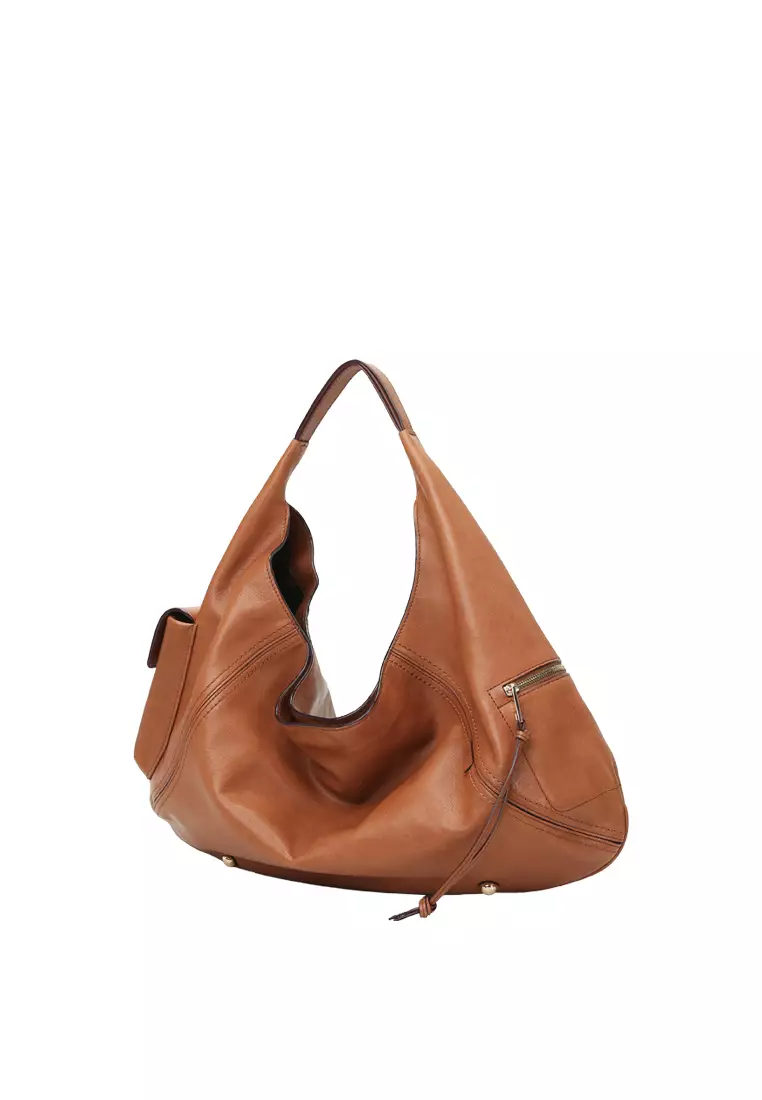 Arial Side Pockets Hobo Bag II - Caramel