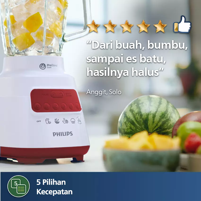 Jual Philips Philips Blender 5000 Series 2L Plastic - Red HR2221/40