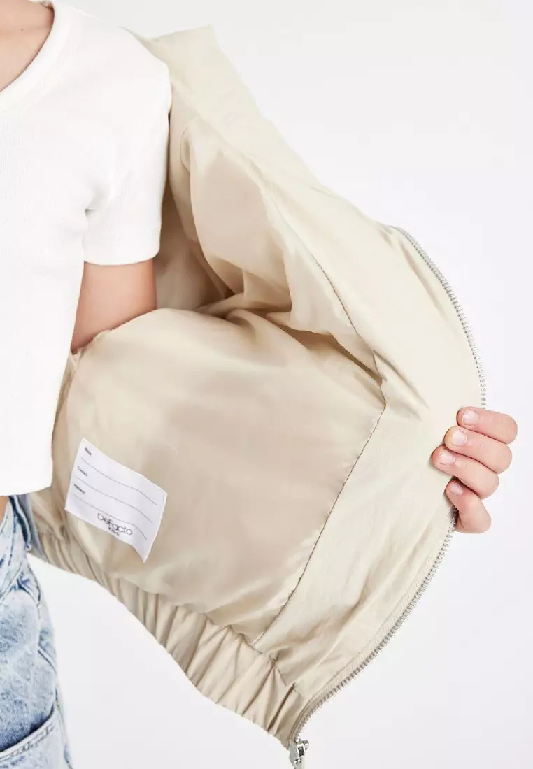 Quilted Stand Up Collar Coat