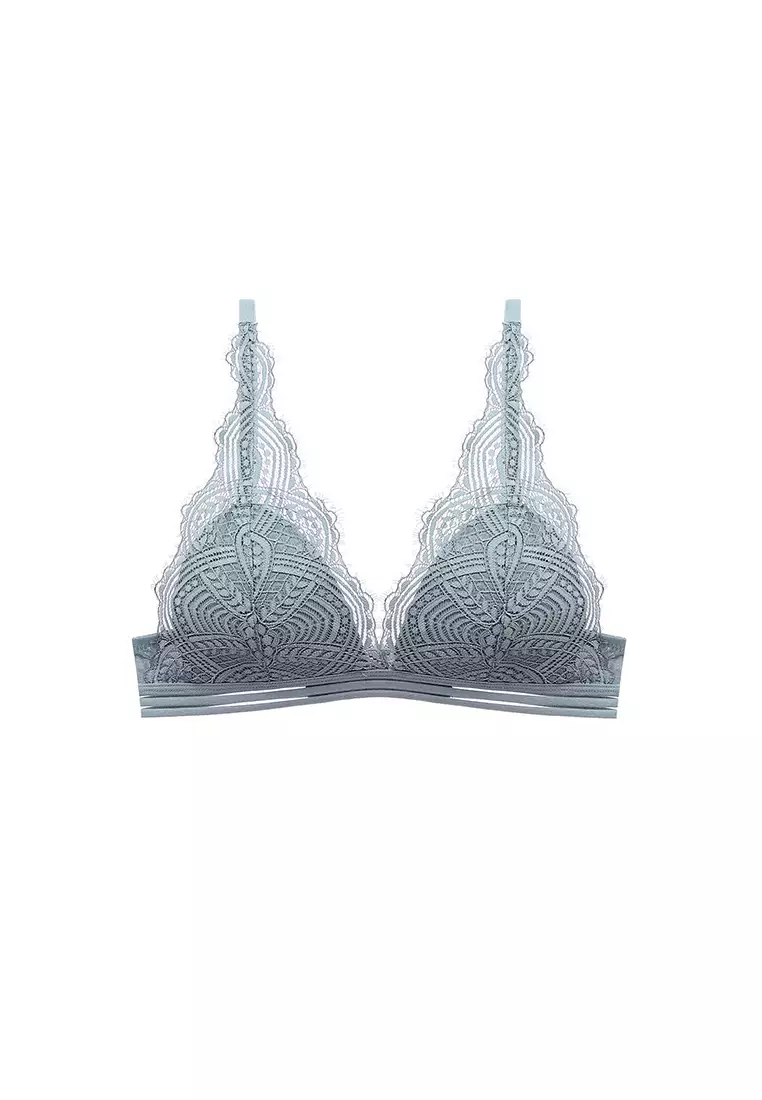 ZITIQUE Women's French Style Sexy Wireless Triangle Thin Cup Lace Lingerie  Set (Bra and Underwear) - Grey 2024, Buy ZITIQUE Online