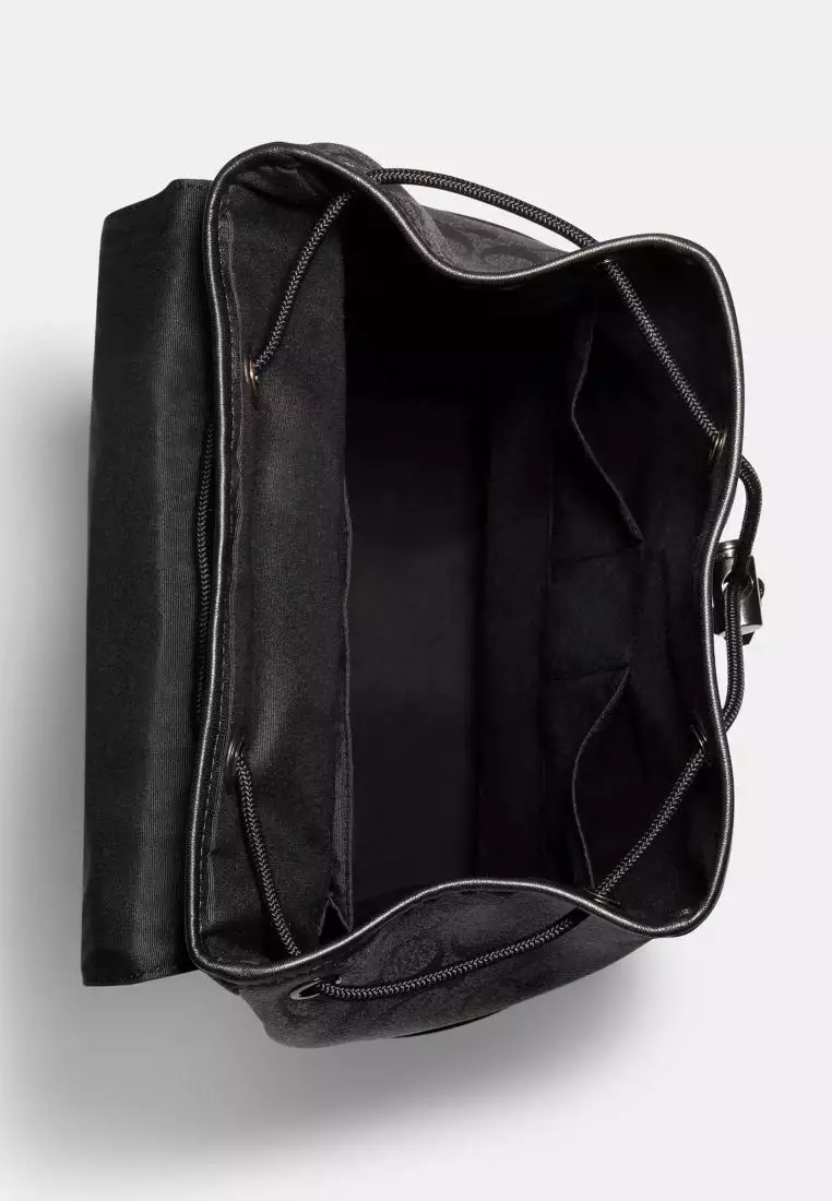 Coach Track Backpack In Signature Canvas Charcoal Black