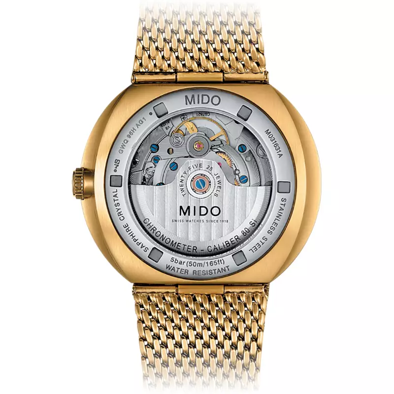 Jam Tangan Pria MIDO Commander M031.631.33.021.00 Icone Gold Dial Gold Mesh Strap