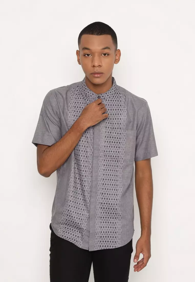 RBJ Kemeja Koko Border Abu Regular Fit Pria