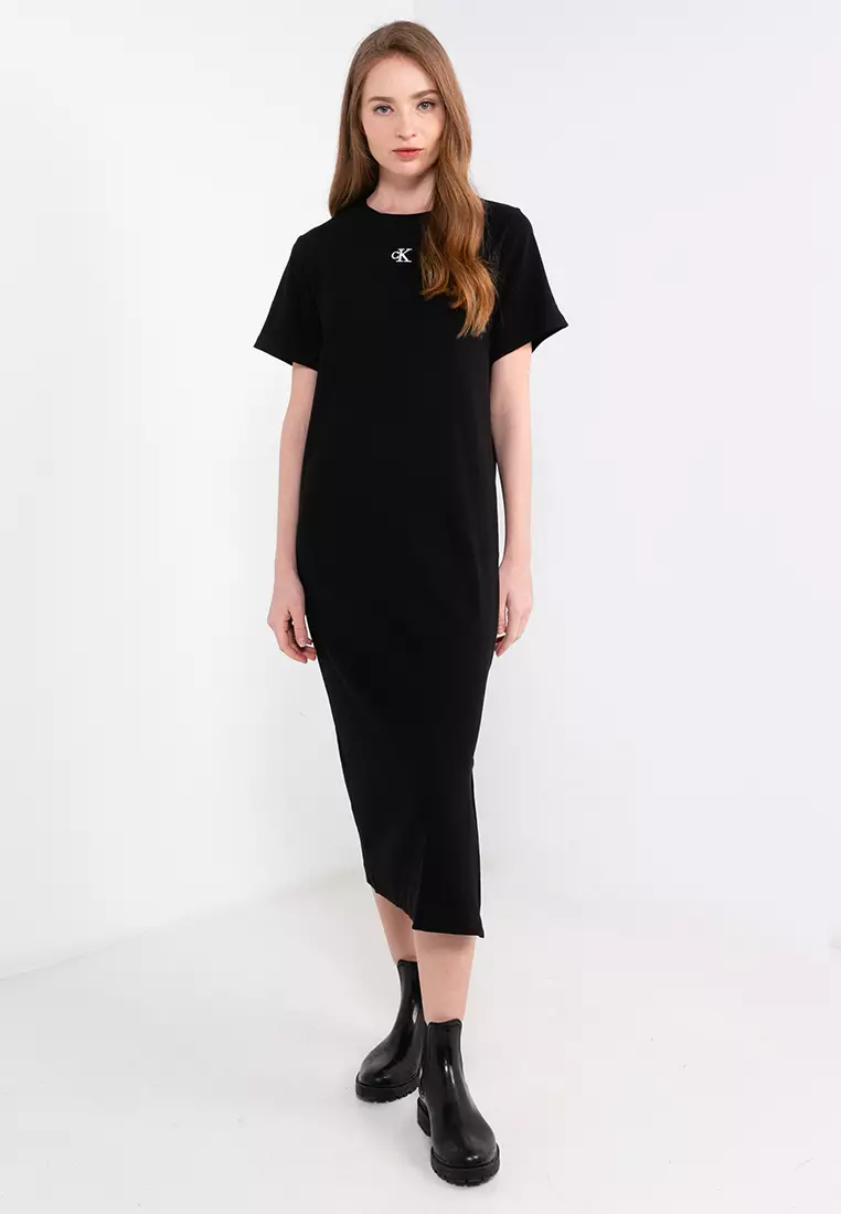 Buy Calvin Klein Rib Long T-Shirt Dress - Calvin Klein Jeans 2023 Online |  ZALORA Singapore
