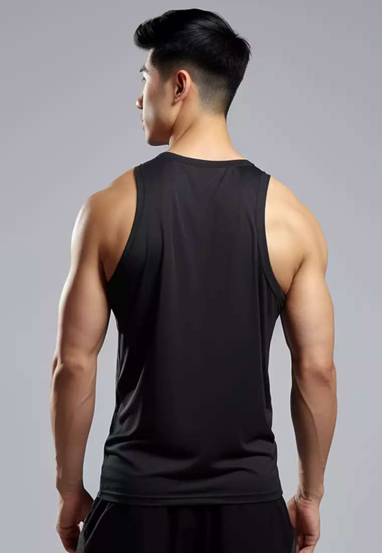 MSA62 kaos running pria stretch anti bau "run TD" hitam