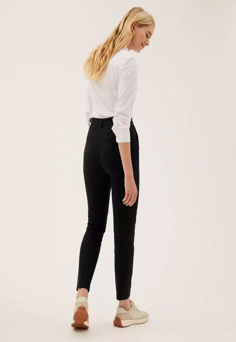Slim Fit Ankle Grazer Trousers With Stretch