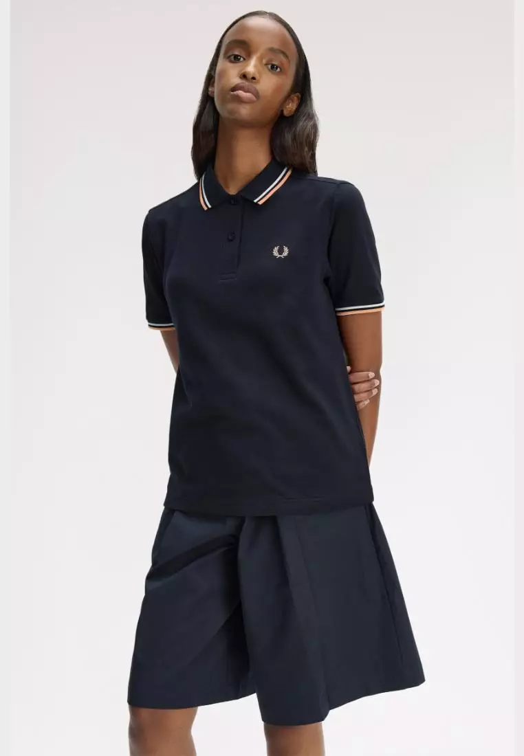 Fred Perry G3600 Twin Tipped Fred Perry Shirt (Navy / Snow White / Peach)
