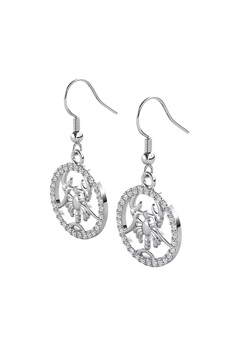 Horoscope Circlet Hook Earring CANCER WG  - Anting Crystal Swarovski by Her Jewellery