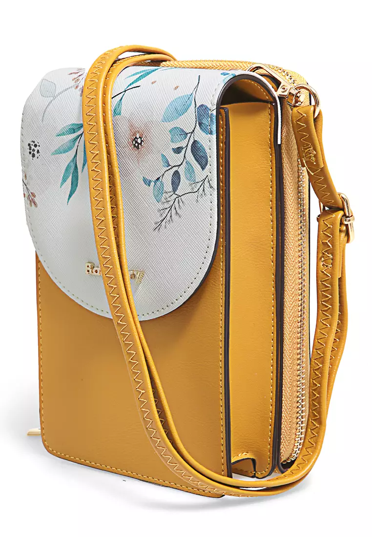 Sling Bag Tas Selempang Wanita Flower Motive Many Pocket Material Leather ORIGINAL