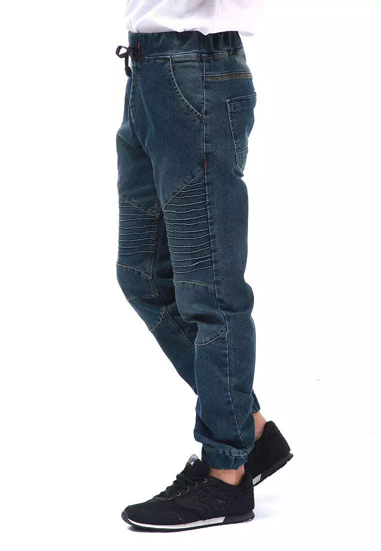 Locko Celana Panjang Pria Elastic Rubber Casual Long Pants Material Jeans ORIGINAL - Bwash