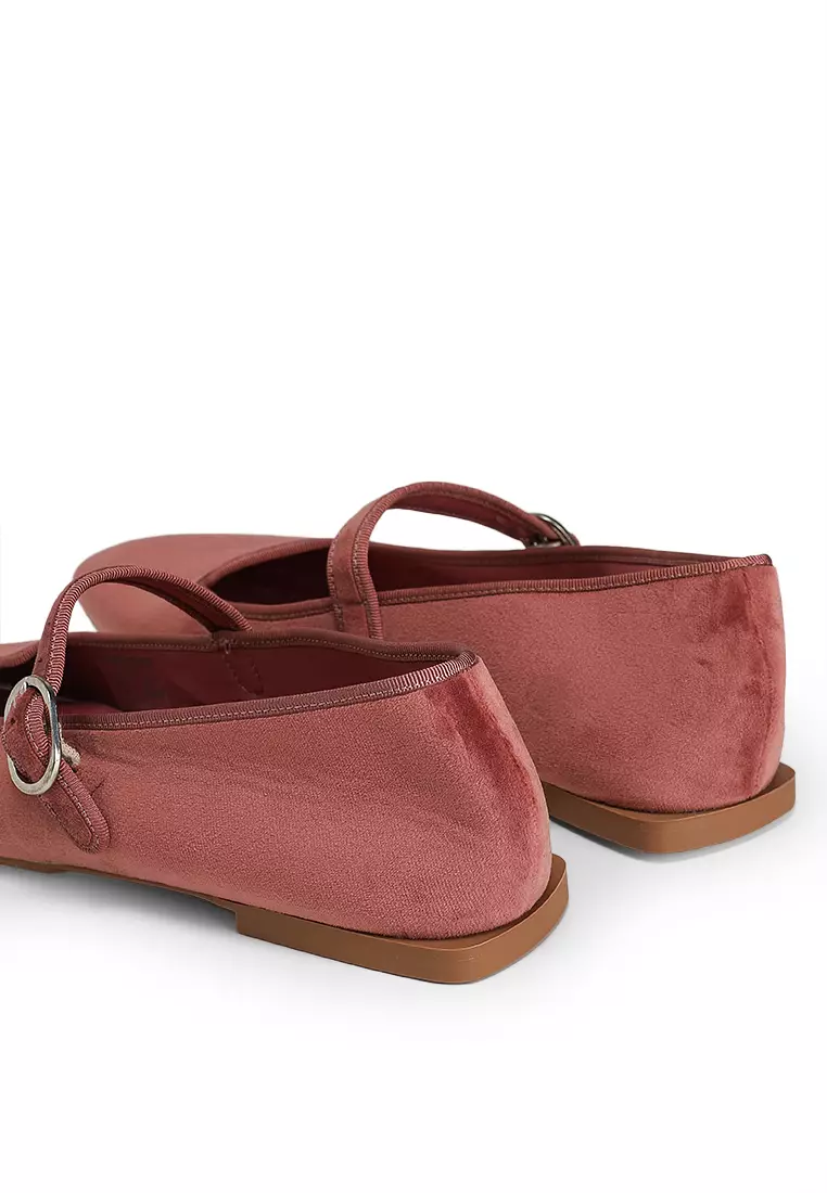 Velvet Mary Jane Flats