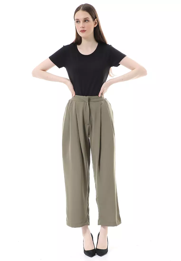 Dash Cullote Pants Bawahan Wanita High Quality - Olive