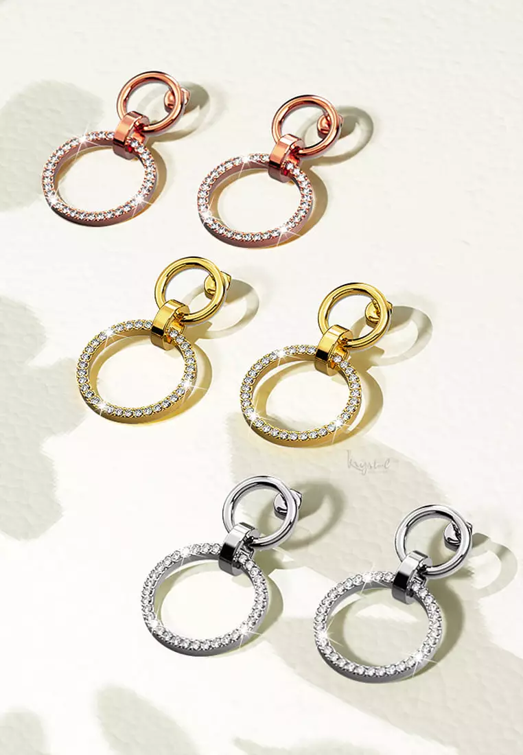 Orbit of Elegance Earrings Embellished with SWAROVSKI®Crystal in Gold