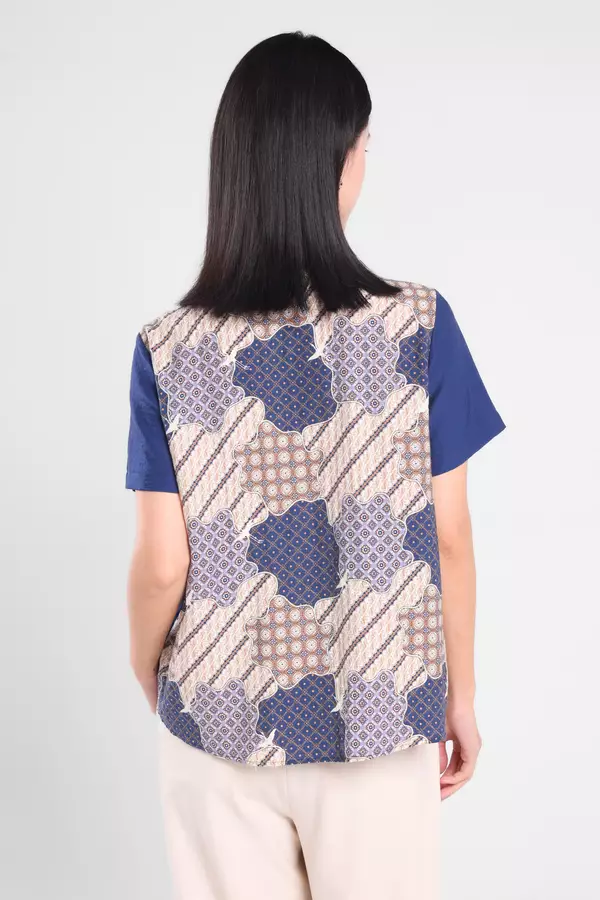 Minimal - Rumi - Blouse Batik Parang - Blue Colour Blue
