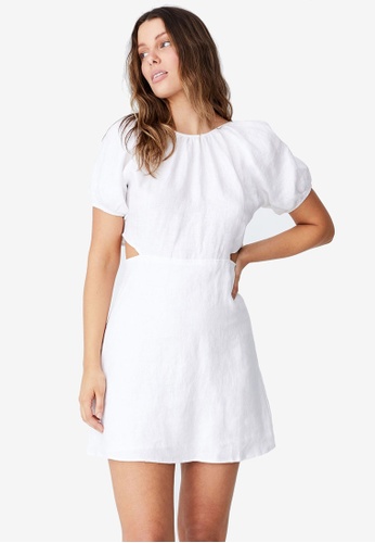 Cotton On white Woven Serene Cut Out Mini Dress D037AAADBA2194GS_1