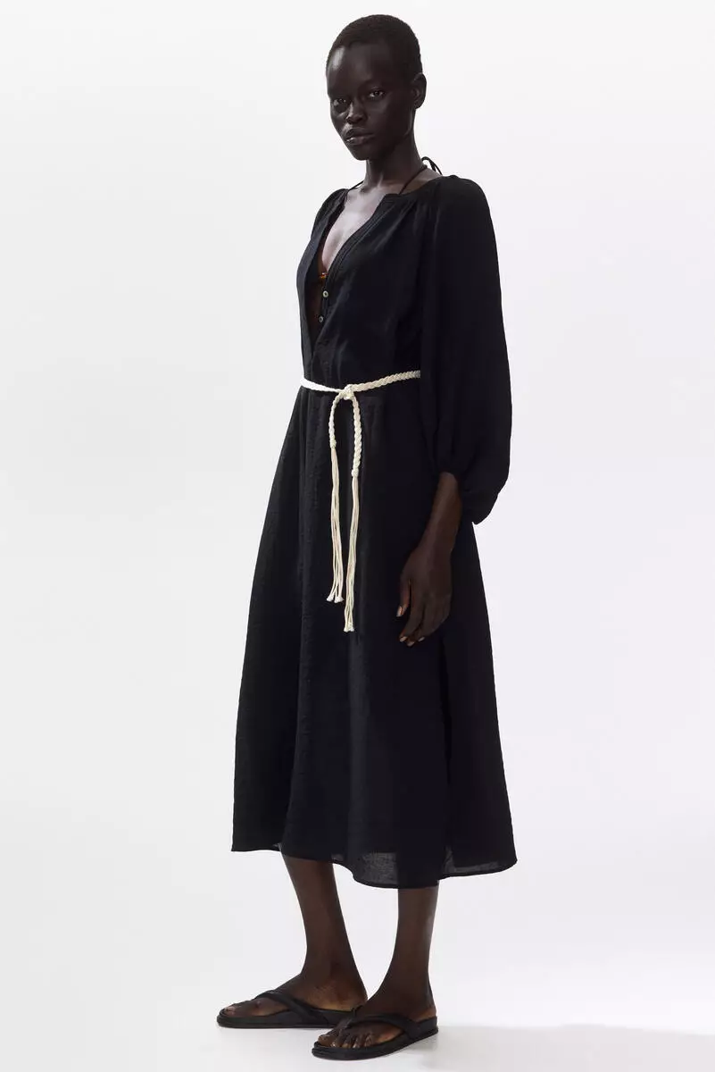 Oversized tie-belt dress