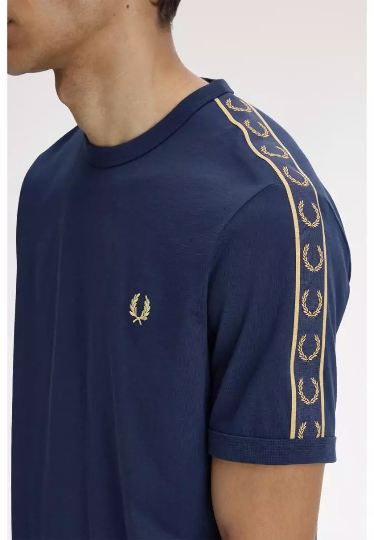 Fred Perry M4613 Contrast Tape Ringer T-Shirt (Tennis Blue / Champagne)