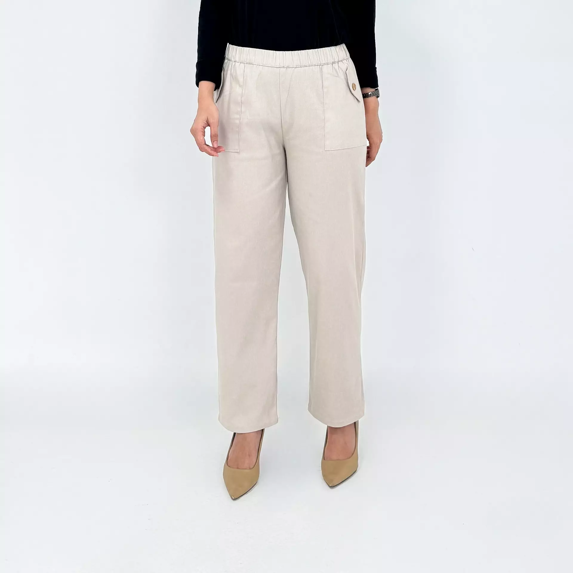 Emy Basic Korean Pants - Celana Panjang Wanita Polos KREM