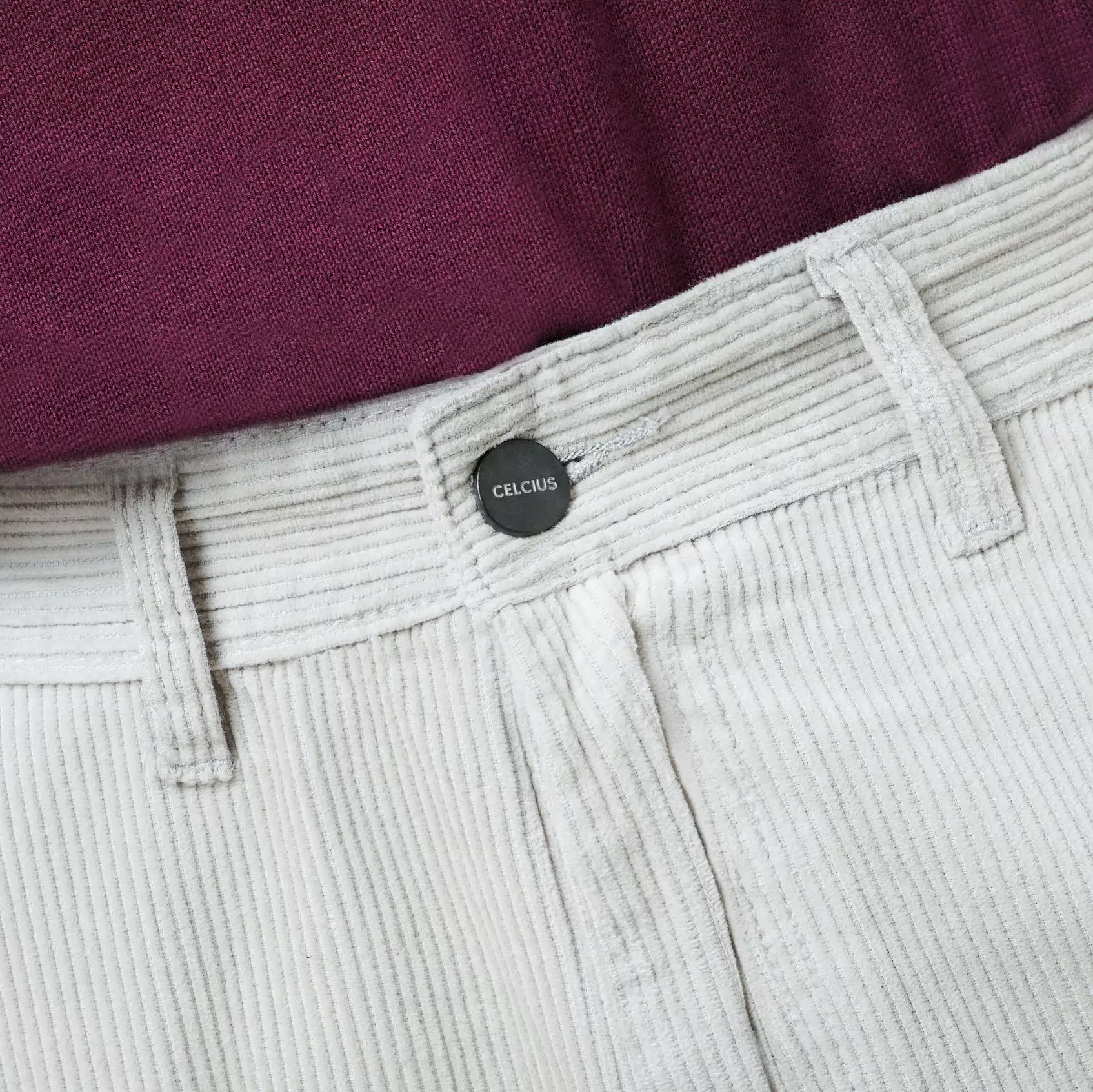 CELCIUS Corduroy Pants Baggy Wide Leg Fit I31000397C Light Grey