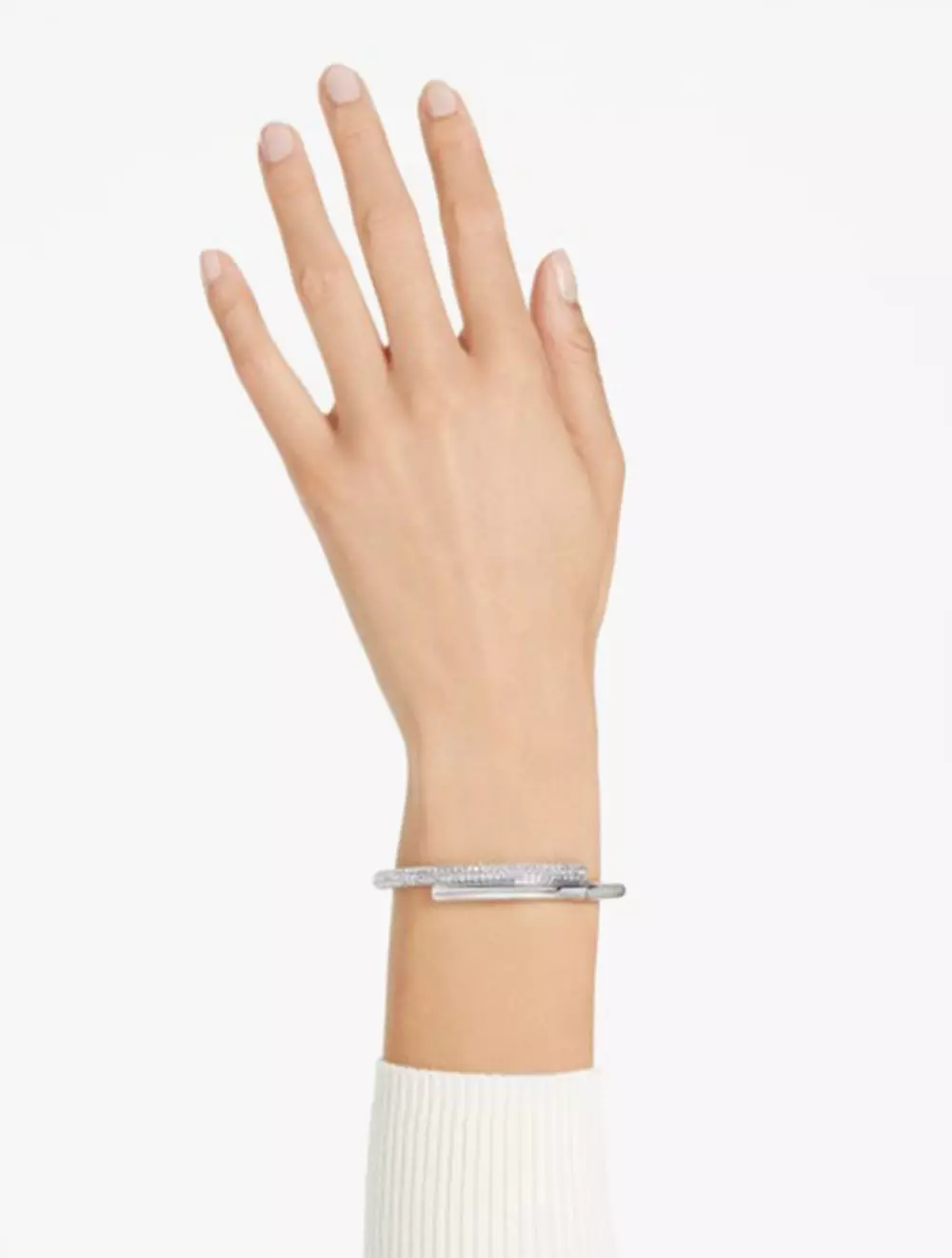 Dextera Bangle, Magnetic Closure, White, Rhodium Plated - S - White