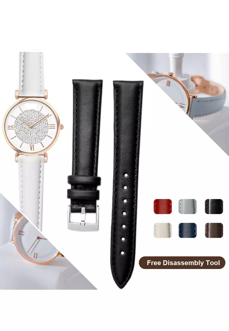 Tali Kulit Wanita Jam Tali Genuine Leather Strap 18mm Putih