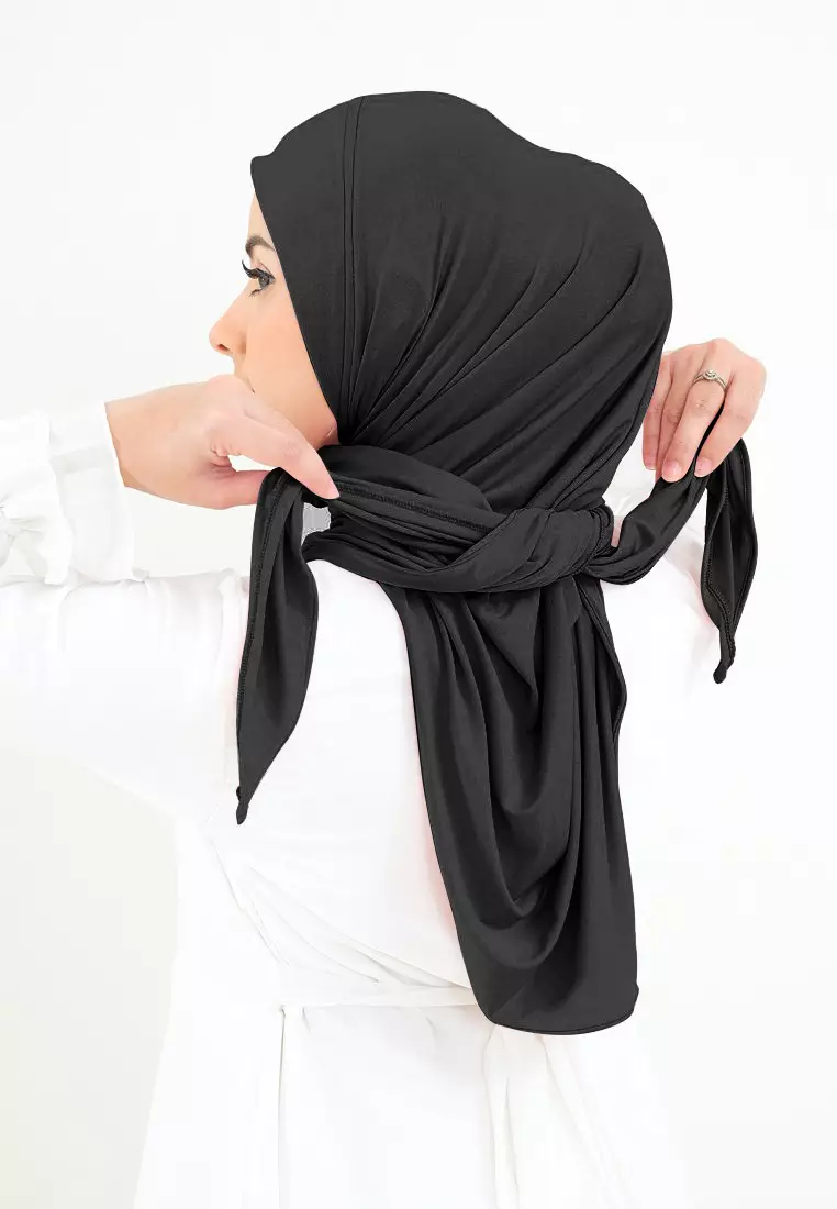 Cotton Bee - Hijab Segitiga Instan Syahira Jersey - Black