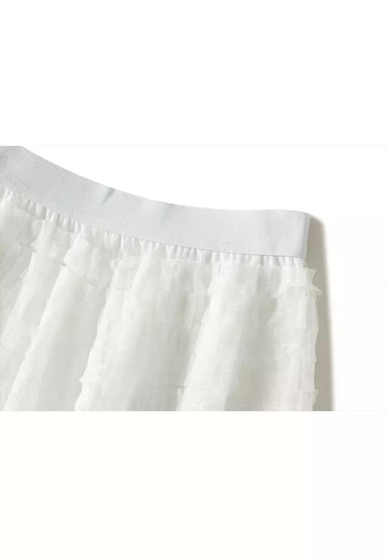 Spring/Summer Pleated Mesh Tiered Skirt AF2210